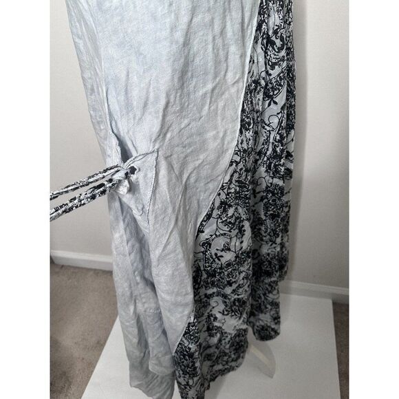 Steel Pony Linen Wearable Art Boho Lagenlook Tunic Dress Small Midi Length Gray - Picture 6 of 16